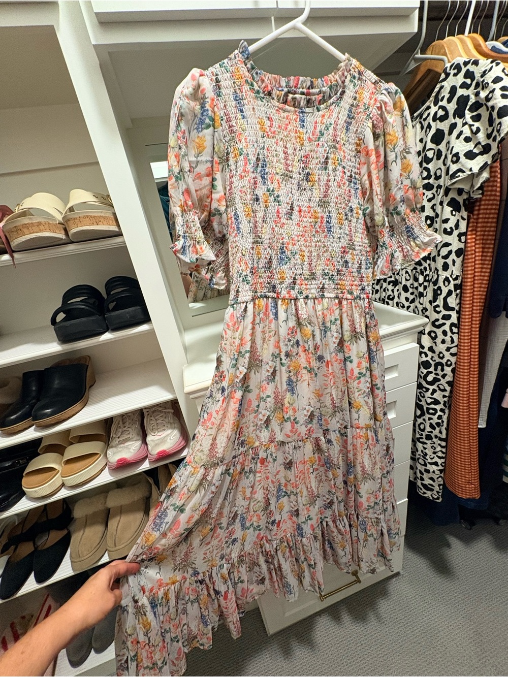 Ivy City Co Floral Smocked Midi Dress - Pink Multi
